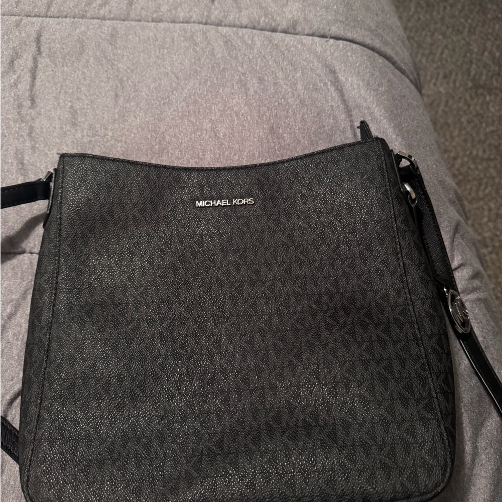 Michael Kors Black Messenger Bag with Monogram Design